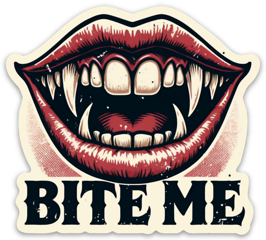 Bite Me - Vampire Fangs - 3" Vinyl Sticker