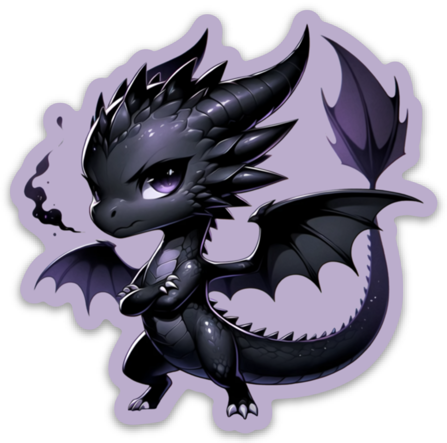 Black Dragon Kawaii - 3" Vinyl Sticker