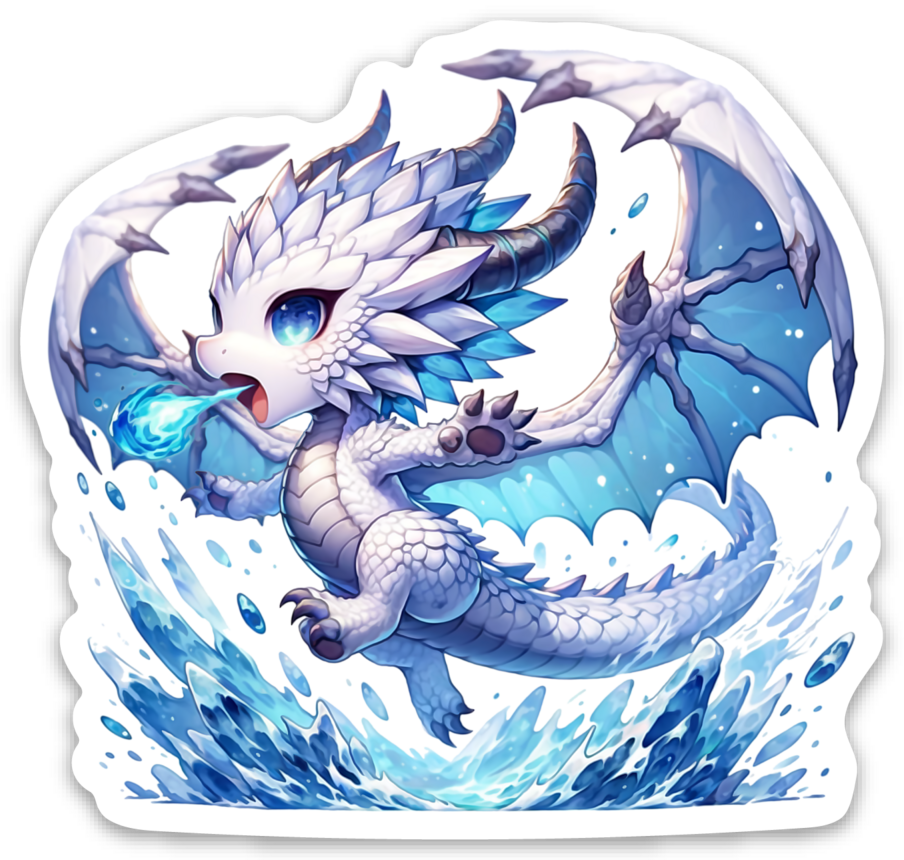 White Dragon Kawaii - 3" Vinyl Sticker