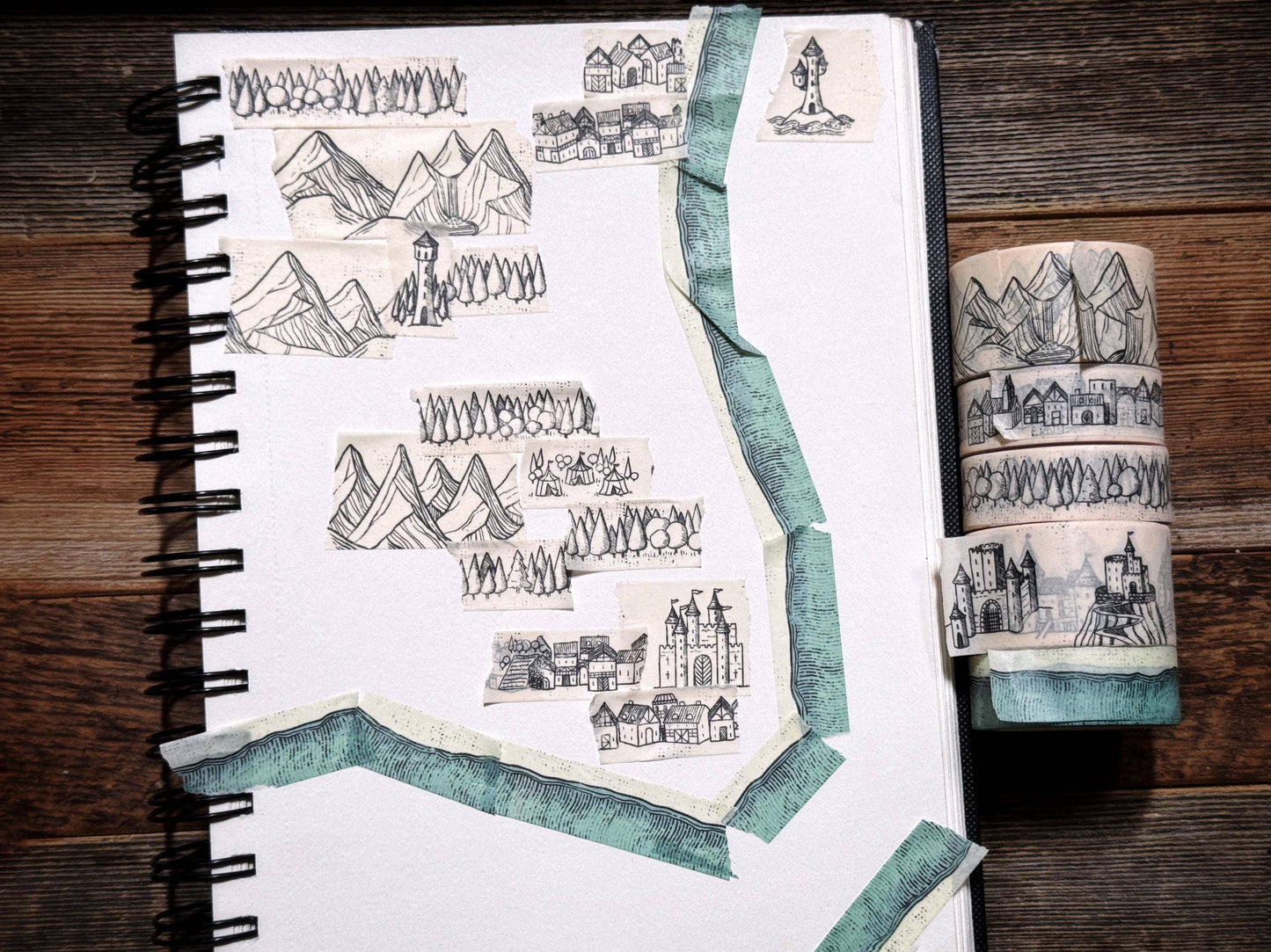 Fantasy Map Towns Washi Tape