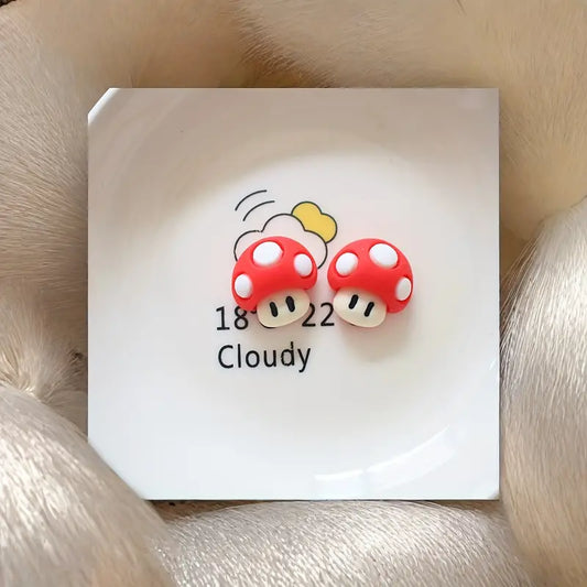 Super Mario Bros Power-Up Mushroom Stud Earrings