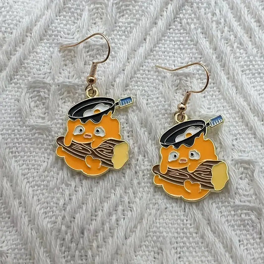 Howl's Moving Castle Calcifer Enamel Dangle Earrings