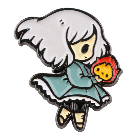 Howl's Moving Castle Chibi Sophie and Calcifer Enamel Pin