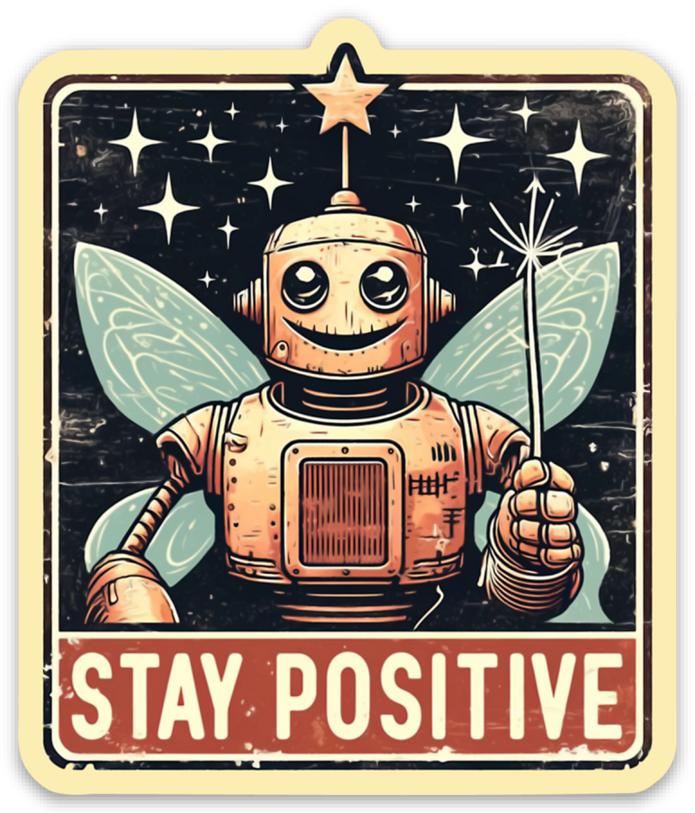 Stay Positive - Robot Sparkler - 3" Vinyl Sticker